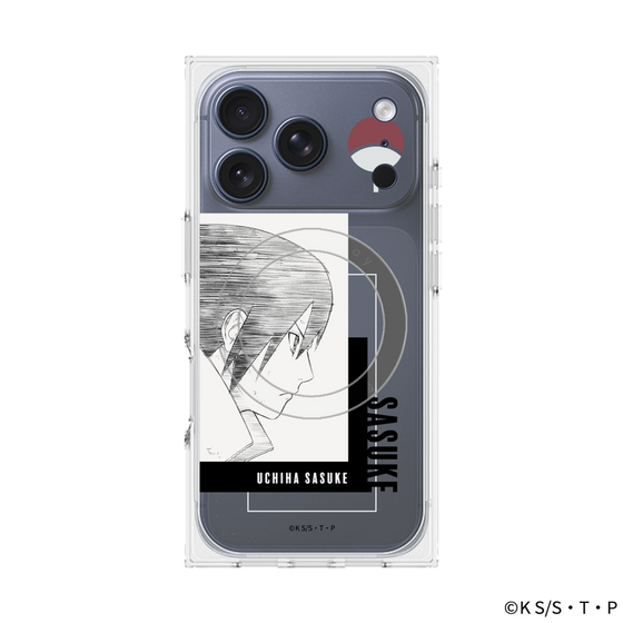 プレミアムスクエアケース with MagSafe［ NARUTO -ナルト- 疾風伝 - うちはサスケ - 線画 ］