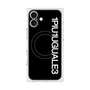 プレミアムスクエアケース with MagSafe［ 1PIU1UGUALE3 - ロゴ vertical - ブラック ］