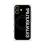 プレミアムスクエアケース with MagSafe［ 1PIU1UGUALE3 - ロゴ vertical - ブラック ］