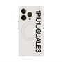 プレミアムスクエアケース with MagSafe［ 1PIU1UGUALE3 - ロゴ vertical - ホワイト ］