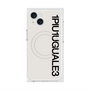 プレミアムスクエアケース with MagSafe［ 1PIU1UGUALE3 - ロゴ vertical - ホワイト ］