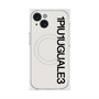 プレミアムスクエアケース with MagSafe［ 1PIU1UGUALE3 - ロゴ vertical - ホワイト ］