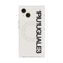 プレミアムスクエアケース with MagSafe［ 1PIU1UGUALE3 - ロゴ vertical - ホワイト ］