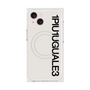 プレミアムスクエアケース with MagSafe［ 1PIU1UGUALE3 - ロゴ vertical - ホワイト ］
