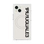 プレミアムスクエアケース with MagSafe［ 1PIU1UGUALE3 - ロゴ vertical - ホワイト ］