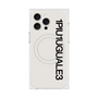 プレミアムスクエアケース with MagSafe［ 1PIU1UGUALE3 - ロゴ vertical - ホワイト ］