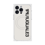 プレミアムスクエアケース with MagSafe［ 1PIU1UGUALE3 - ロゴ vertical - ホワイト ］