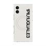 プレミアムスクエアケース with MagSafe［ 1PIU1UGUALE3 - ロゴ vertical - ホワイト ］