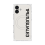 プレミアムスクエアケース with MagSafe［ 1PIU1UGUALE3 - ロゴ vertical - ホワイト ］
