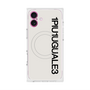 プレミアムスクエアケース with MagSafe［ 1PIU1UGUALE3 - ロゴ vertical - ホワイト ］