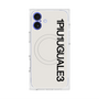 プレミアムスクエアケース with MagSafe［ 1PIU1UGUALE3 - ロゴ vertical - ホワイト ］