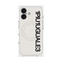 プレミアムスクエアケース with MagSafe［ 1PIU1UGUALE3 - ロゴ vertical - ホワイト ］