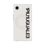 プレミアムスクエアケース with MagSafe［ 1PIU1UGUALE3 - ロゴ vertical - ホワイト ］