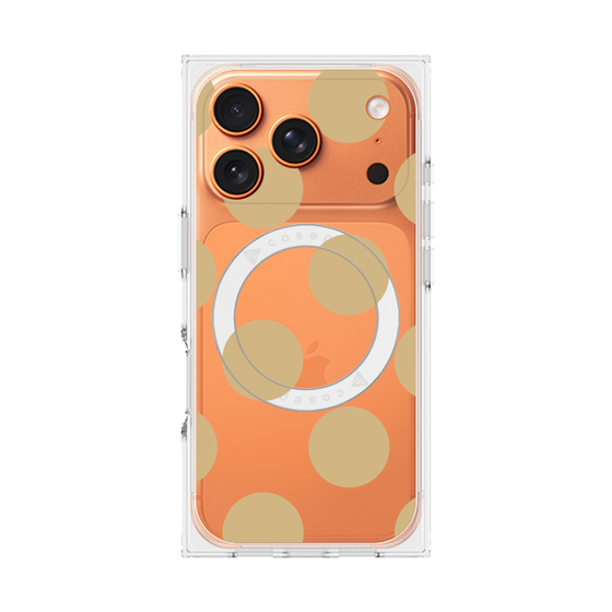 プレミアムスクエアケース with MagSafe［ シンプルドット - Beige ］