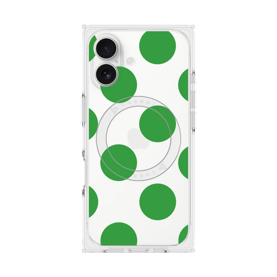 プレミアムスクエアケース with MagSafe［ シンプルドット - Green ］
