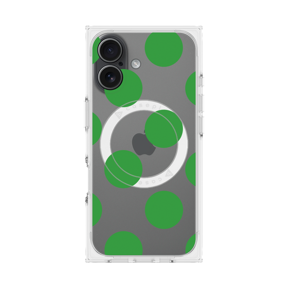 プレミアムスクエアケース with MagSafe［ シンプルドット - Green ］