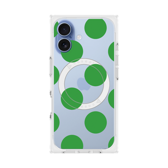 プレミアムスクエアケース with MagSafe［ シンプルドット - Green ］