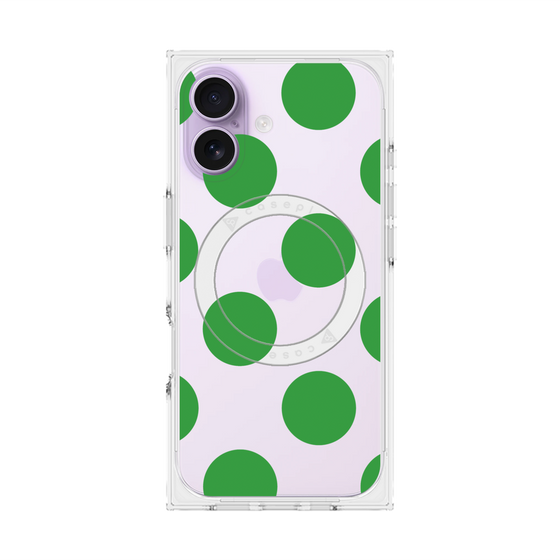 プレミアムスクエアケース with MagSafe［ シンプルドット - Green ］