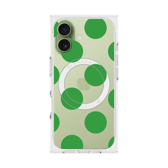 プレミアムスクエアケース with MagSafe［ シンプルドット - Green ］