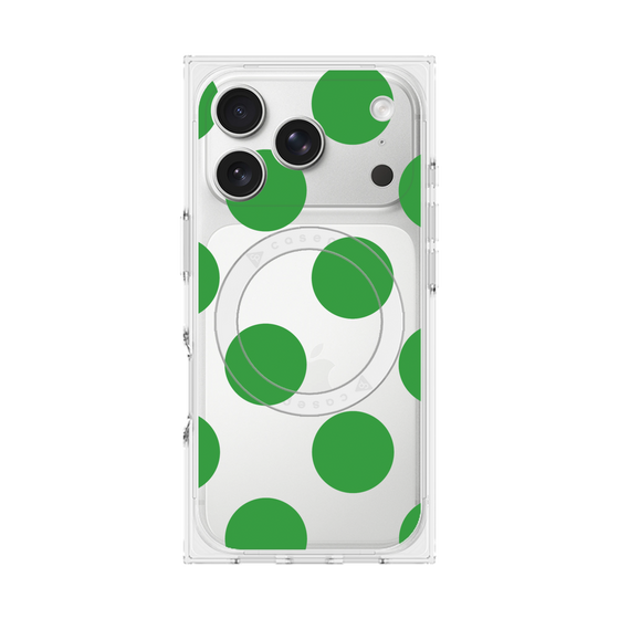 プレミアムスクエアケース with MagSafe［ シンプルドット - Green ］