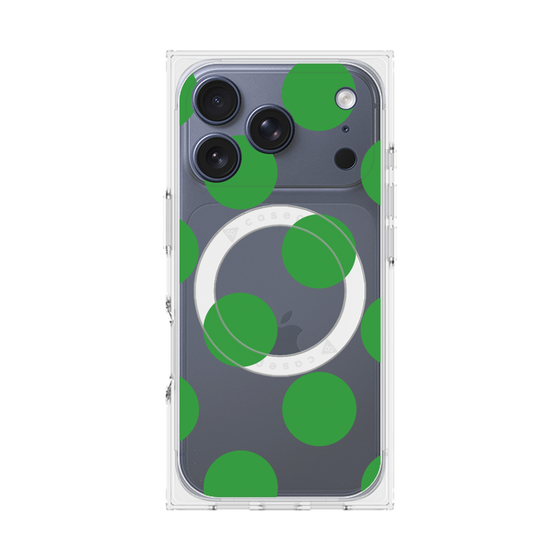 プレミアムスクエアケース with MagSafe［ シンプルドット - Green ］