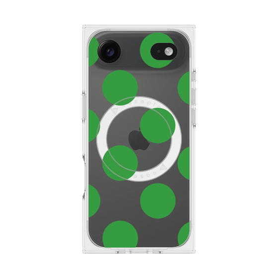 プレミアムスクエアケース with MagSafe［ シンプルドット - Green ］
