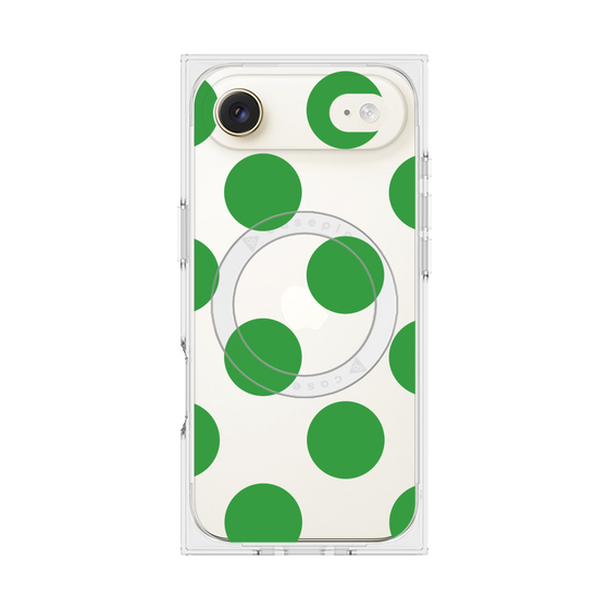 プレミアムスクエアケース with MagSafe［ シンプルドット - Green ］