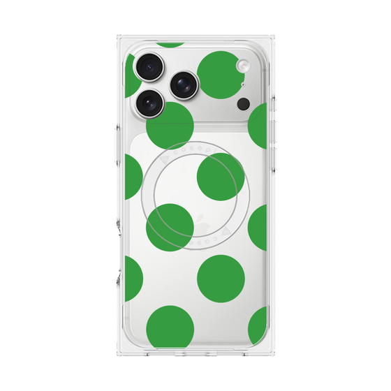 プレミアムスクエアケース with MagSafe［ シンプルドット - Green ］
