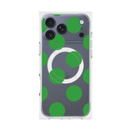 プレミアムスクエアケース with MagSafe［ シンプルドット - Green ］
