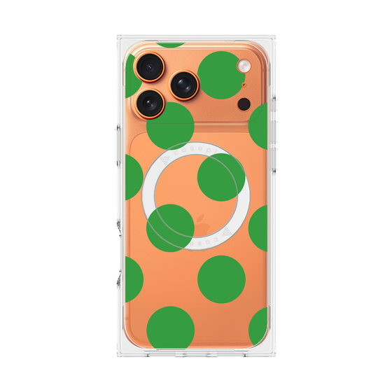 プレミアムスクエアケース with MagSafe［ シンプルドット - Green ］
