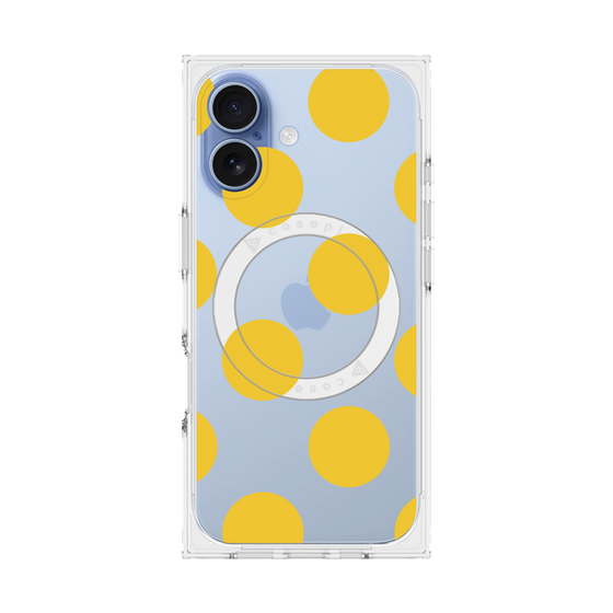 プレミアムスクエアケース with MagSafe［ シンプルドット - Yellow ］