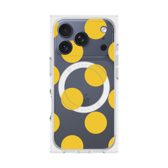 プレミアムスクエアケース with MagSafe［ シンプルドット - Yellow ］