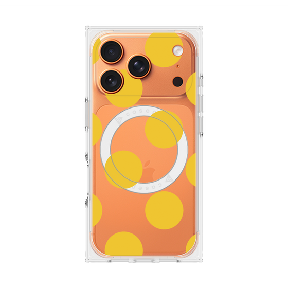 プレミアムスクエアケース with MagSafe［ シンプルドット - Yellow ］