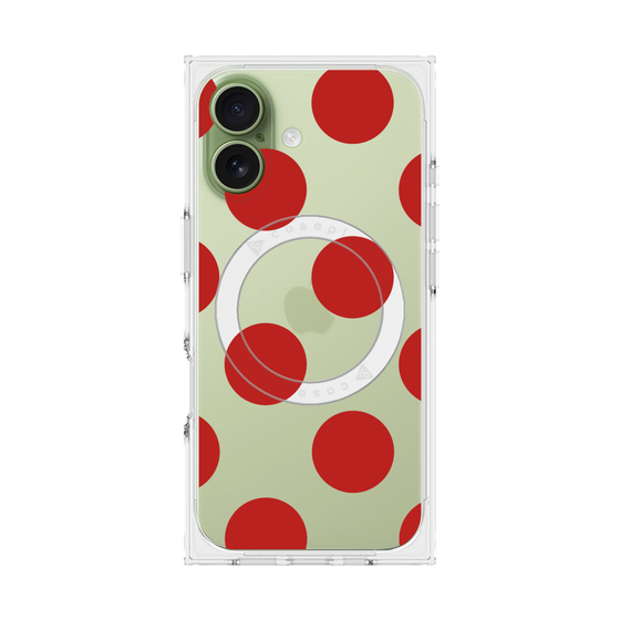 プレミアムスクエアケース with MagSafe［ シンプルドット - Red ］