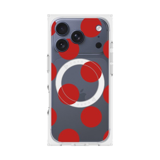 プレミアムスクエアケース with MagSafe［ シンプルドット - Red ］