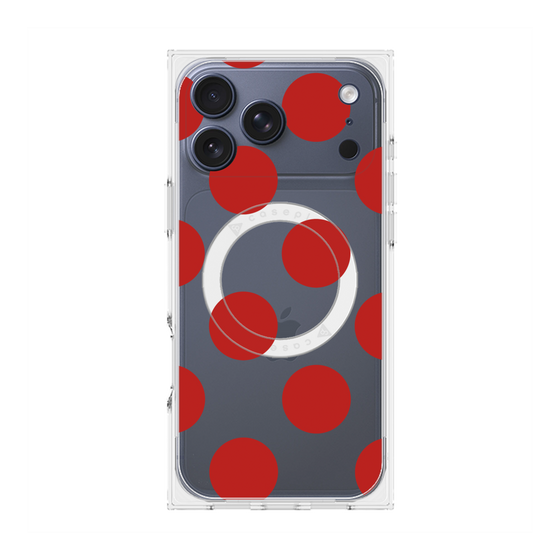 プレミアムスクエアケース with MagSafe［ シンプルドット - Red ］