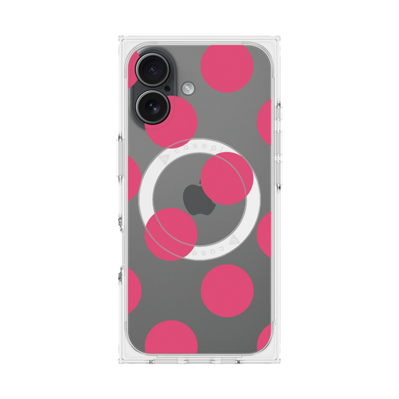プレミアムスクエアケース with MagSafe［ シンプルドット - Pink ］