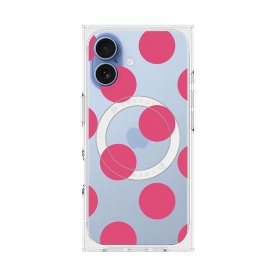 プレミアムスクエアケース with MagSafe［ シンプルドット - Pink ］