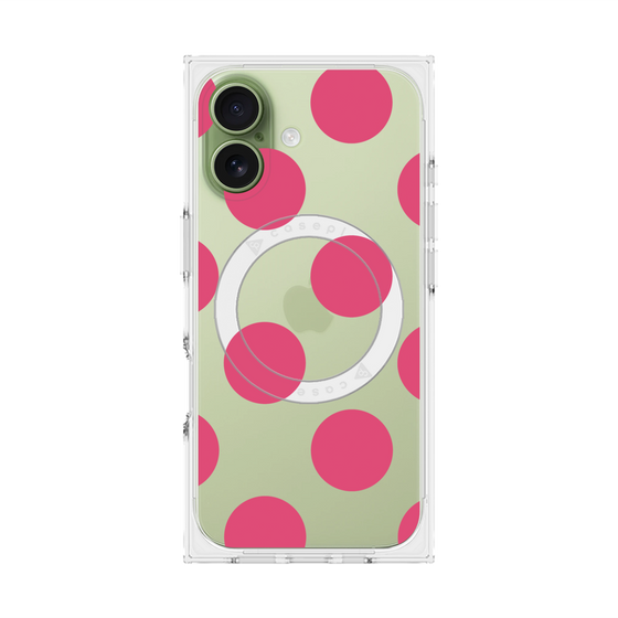 プレミアムスクエアケース with MagSafe［ シンプルドット - Pink ］