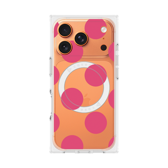 プレミアムスクエアケース with MagSafe［ シンプルドット - Pink ］