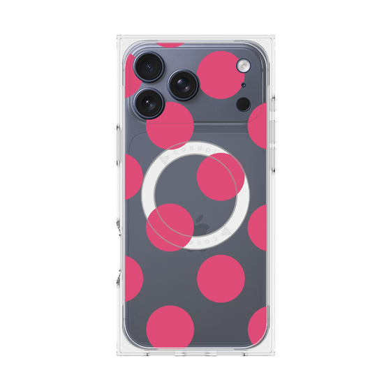 プレミアムスクエアケース with MagSafe［ シンプルドット - Pink ］