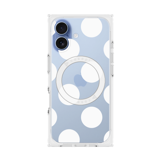 プレミアムスクエアケース with MagSafe［ シンプルドット - White ］