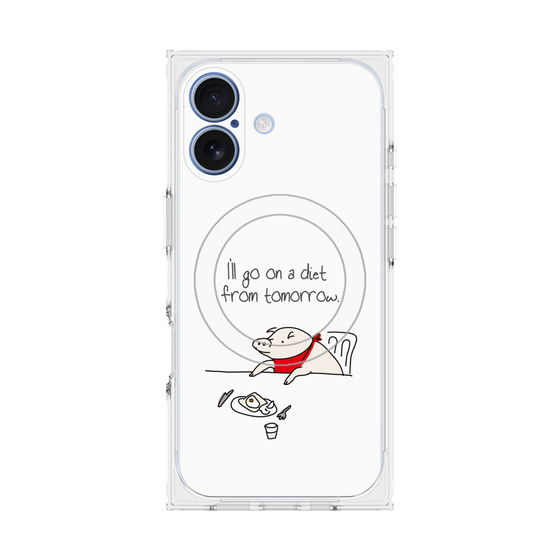 プレミアムスクエアケース with MagSafe［ ブタ子の挑戦 ］