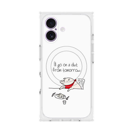 プレミアムスクエアケース with MagSafe［ ブタ子の挑戦 ］