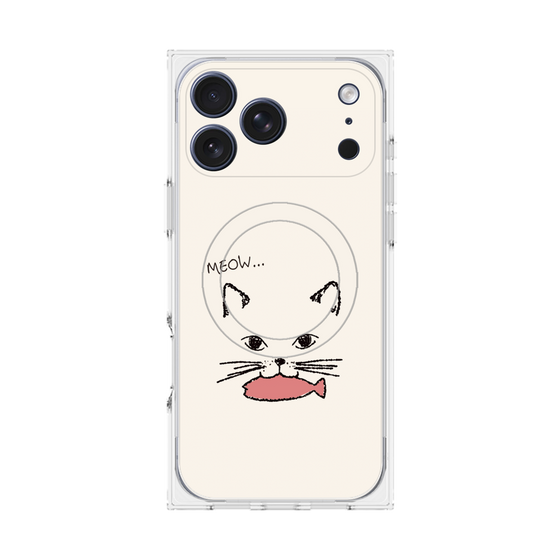 プレミアムスクエアケース with MagSafe［ 食いしん坊なねこ - White ］