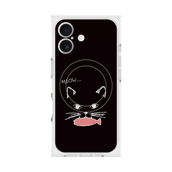 プレミアムスクエアケース with MagSafe［ 食いしん坊なねこ - Black ］