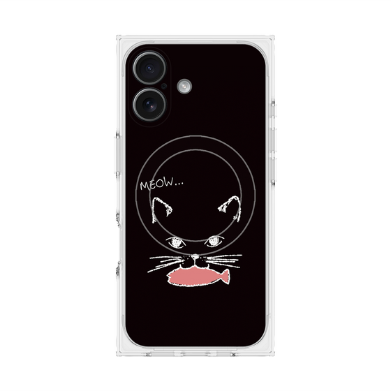 プレミアムスクエアケース with MagSafe［ 食いしん坊なねこ - Black ］