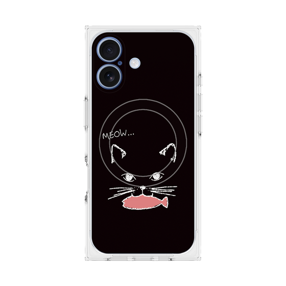 プレミアムスクエアケース with MagSafe［ 食いしん坊なねこ - Black ］