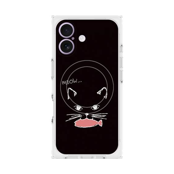 プレミアムスクエアケース with MagSafe［ 食いしん坊なねこ - Black ］