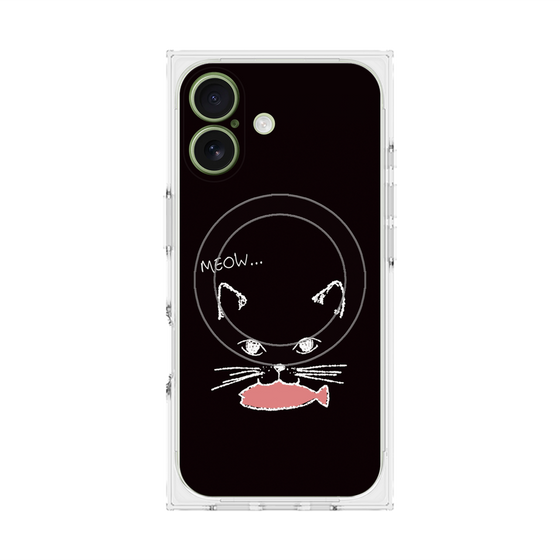 プレミアムスクエアケース with MagSafe［ 食いしん坊なねこ - Black ］